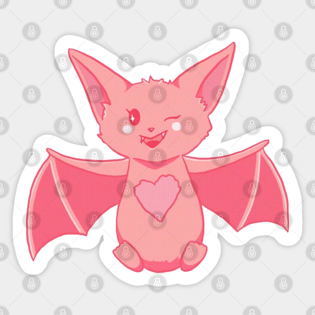 Strawberry Bat Sticker by Random Prints